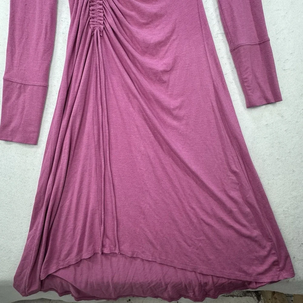 Anthropologie‎ Daily Practice Ruched Cowl Neck Cozy Midi Dress Pink sz M - Picture 8 of 13